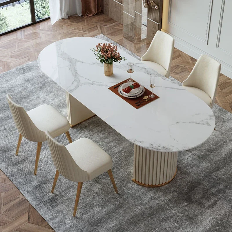 Senior Design Table Nordic Rock Slab Beautiful Comfortable Durable Cafe Dining Table Kitchen Ellipse Mesa Comedor Home Furniture