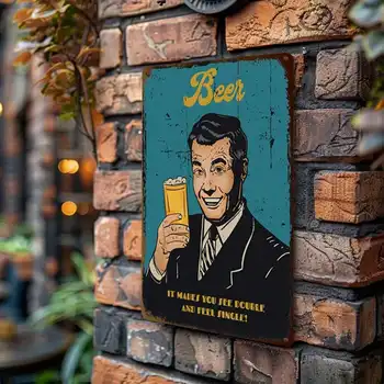 1個復古啤酒鐵皮招牌“它讓你搖擺起舞,感覺活力四射”,趣味牆飾,適用於家庭酒吧和廚房,8x12英寸/20x30厘米 10 最佳銷售 啤酒招牌 - №5