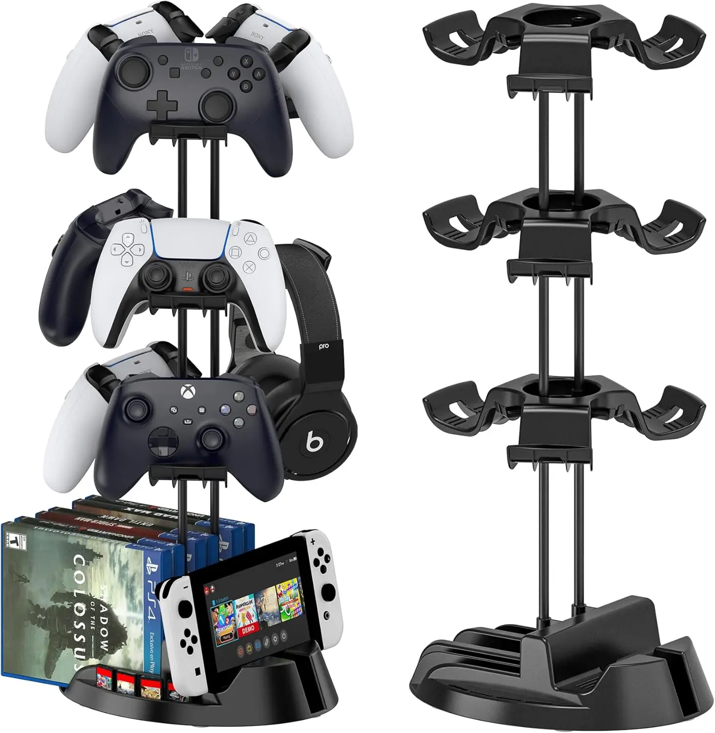 Controller Holder with Organizer Base for Steam Deck, 3 Tiers Desk Gaming Controller Headset Stand with Organizer for Steam Deck