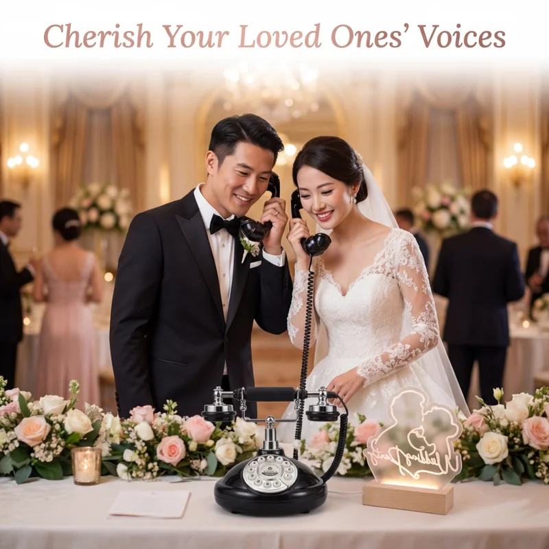 Vintage Push Button Audio Guest Book Recorder – Premium Retro Voice Message Recorder 8GB SD Card Rechargeable for Wedding Party