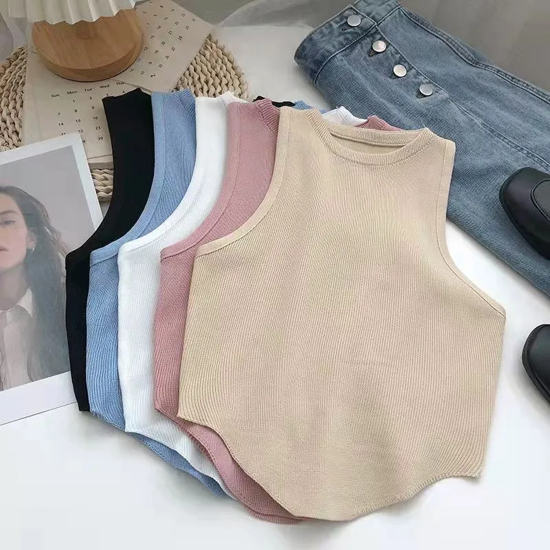 เสื้อกล้ามถักเซ็กซี่แบบเปิดไหล่สำหรับผู้หญิง ชุดชั้นในฤดูร้อน ผ้าโพลีเอสเตอร์ รุ่นใหม่ เหมาะสำหรับใส่ทำงาน