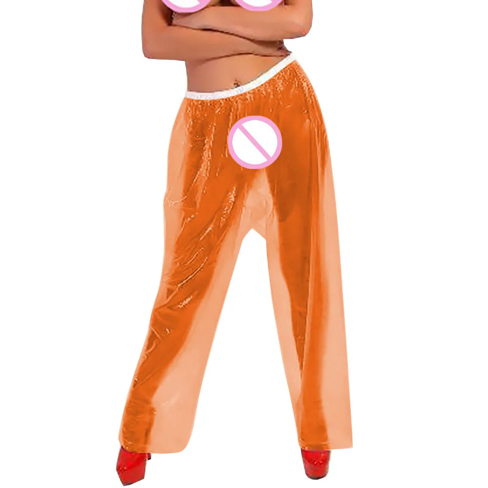 Sexy Exotic Transparent PVC Pants for Adults,Elastic Waistband Leggings,Plastic Loose Trousers,Private Party Clothing,ABDL Adult