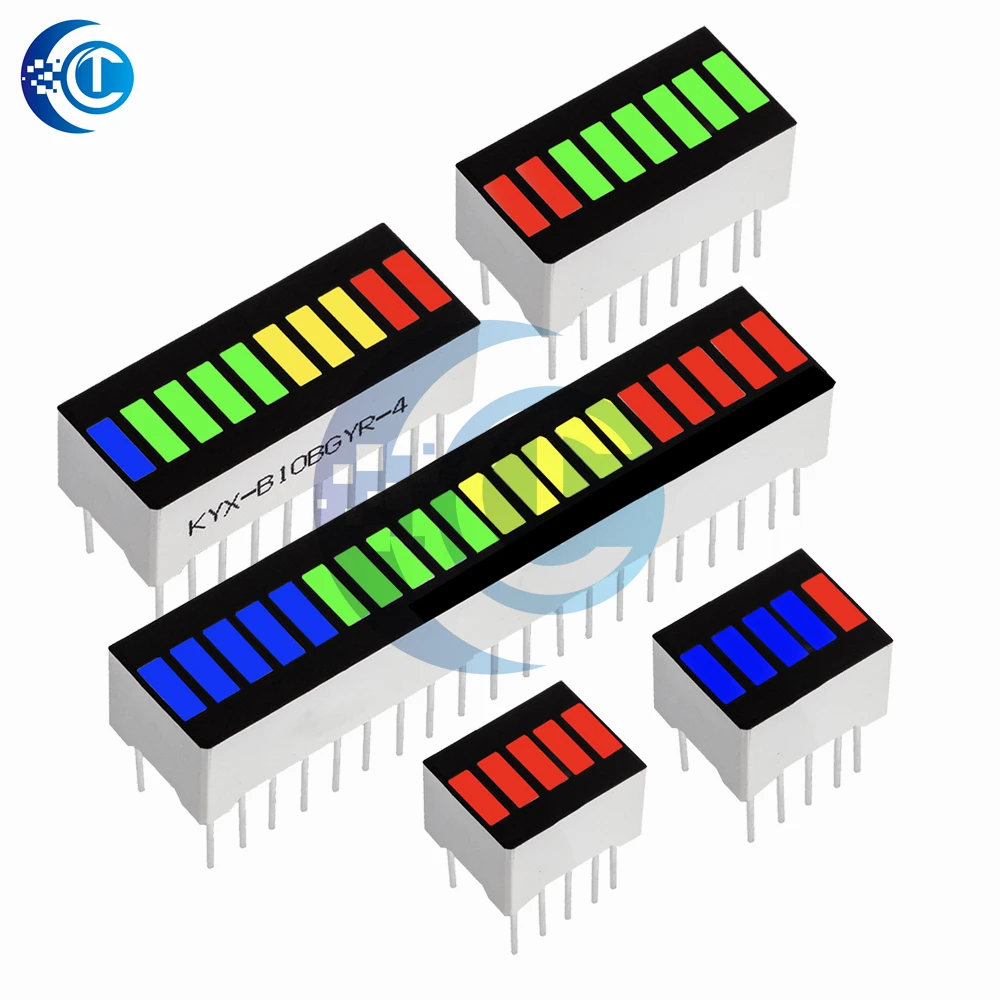 Super Bright 5/8/10/12/20 Segments LED Bar Module - Battery Level Indicator with Red/White/Blue Multicolor Options