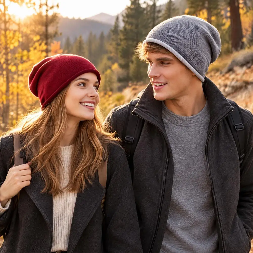 Merino Wool Pile Hat, Comfortable Lightweight Thermal Warm Hat, Heat Retention Soft Seamless Knit Cap for Outdoor Cold Weather