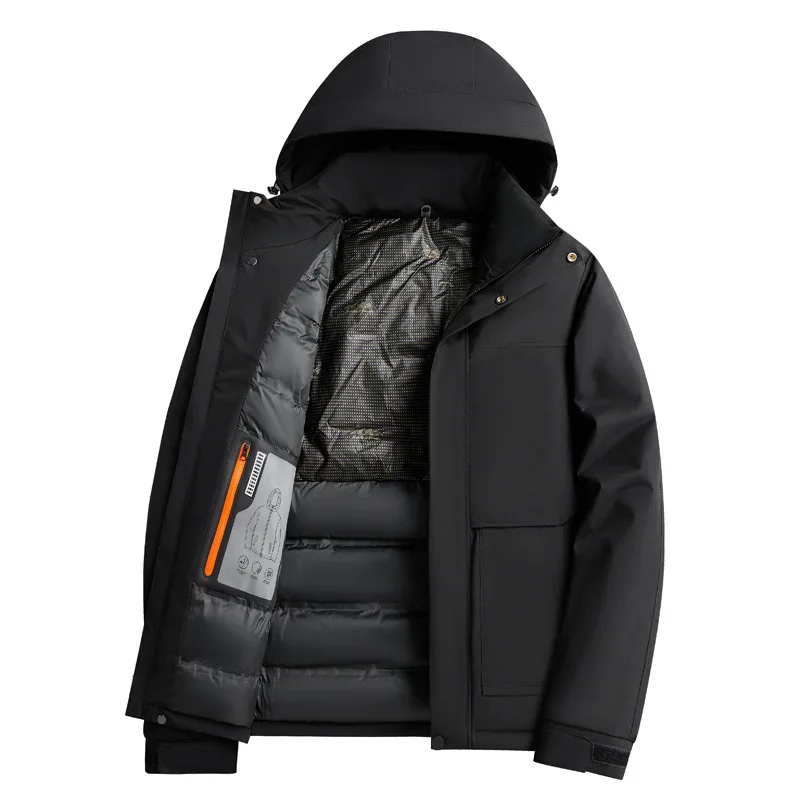 New casual Winter thickening Cotton-padded clothes coat hooded hardshell jacket men waterproof long sleeve outdoor men\'s wear