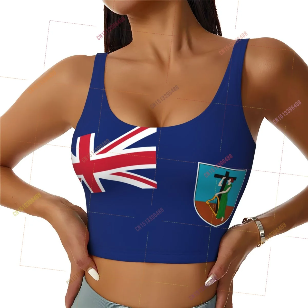 2026 Montserrat Flag Print Women Activities Sports Vest Yoga Vest Workout Vest for Women Lightweight Trendy