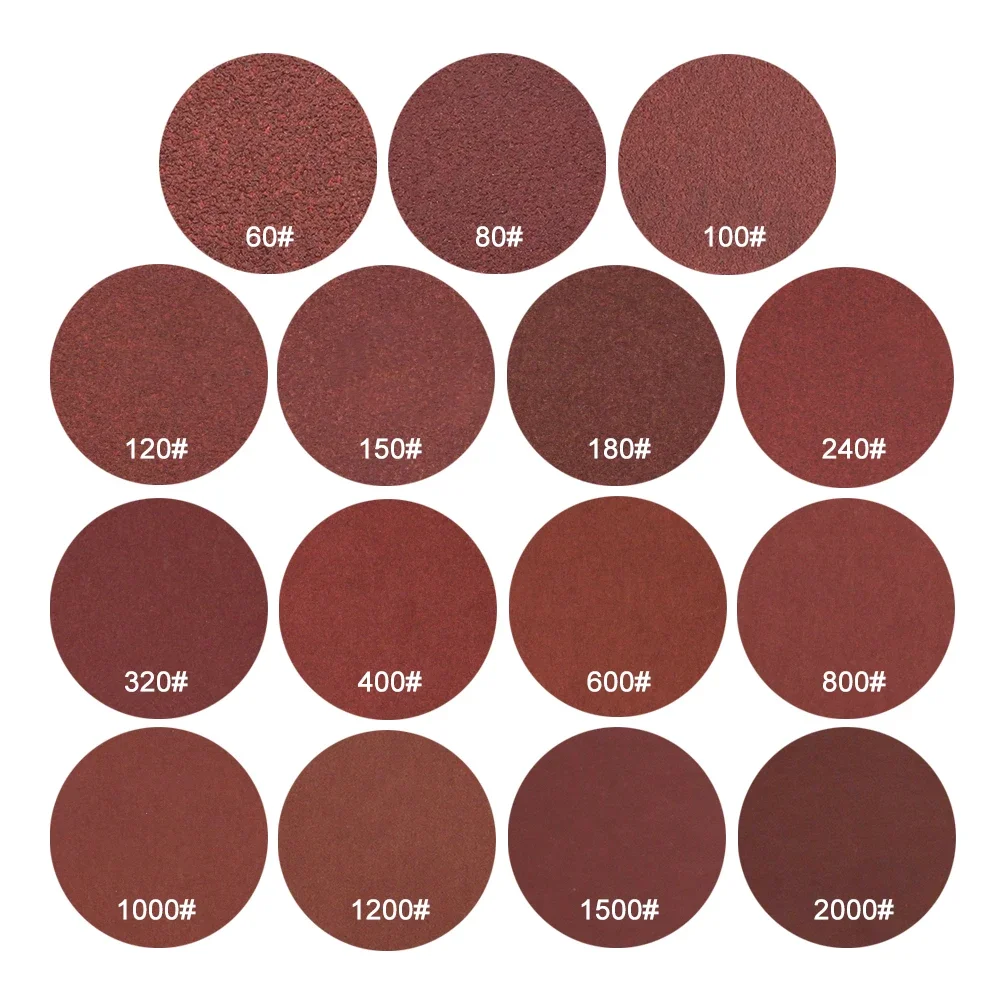 2 Inch 50mm Aluminium Dry Sandpaper 60 to 2000 Grits Hook &Loop Sandpaper Sanding Disc for Metal & Auto&Wood Sanding Polishing