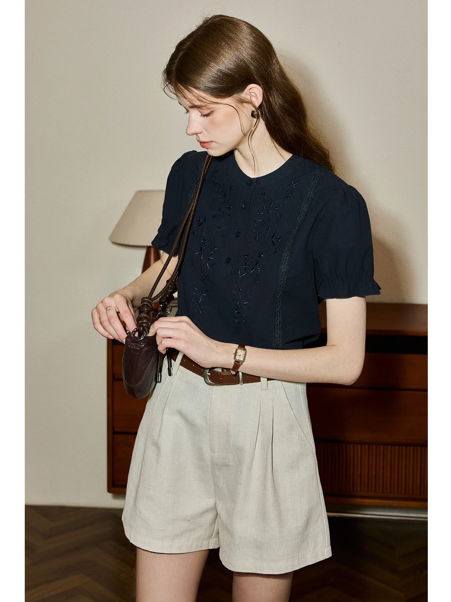 Casual Linen Blend Women's Shorts Versatile Elegant Summer 2026 KUHNMARVIN High Waist Straight Leg Pants Breathable Comfortable