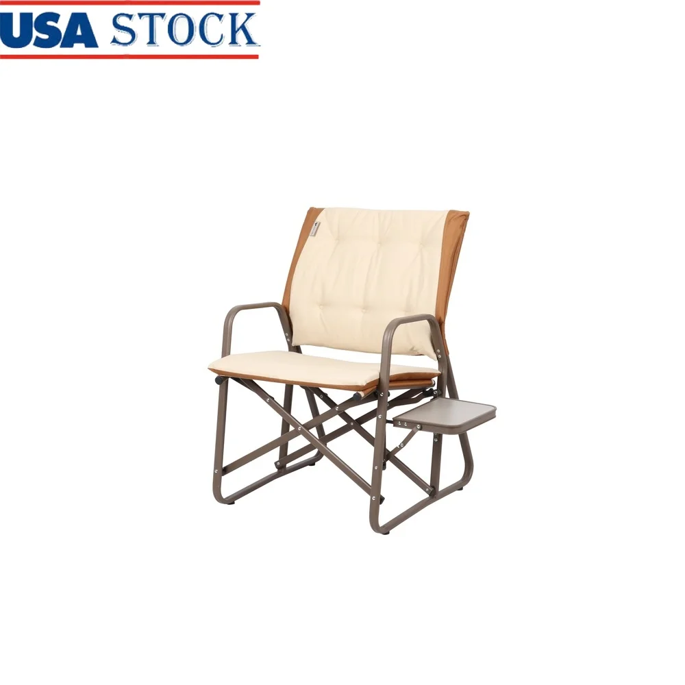 

Comfort Director Chair with Lumbar Support Folding Adult Chair with Side Table Lightweight Aluminum Frame Durable Cotton Canvas