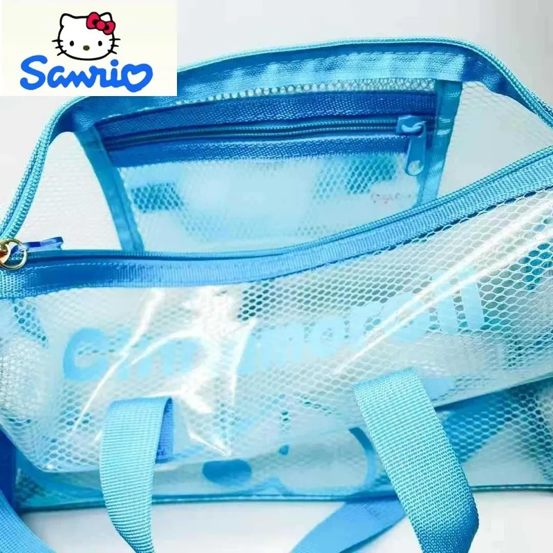 Sanrio Fashion Trend Transparent PVC Travel Bag for Women, High Quality Cartoon Kuromi Waterproof Storage Beach Makeup Bag