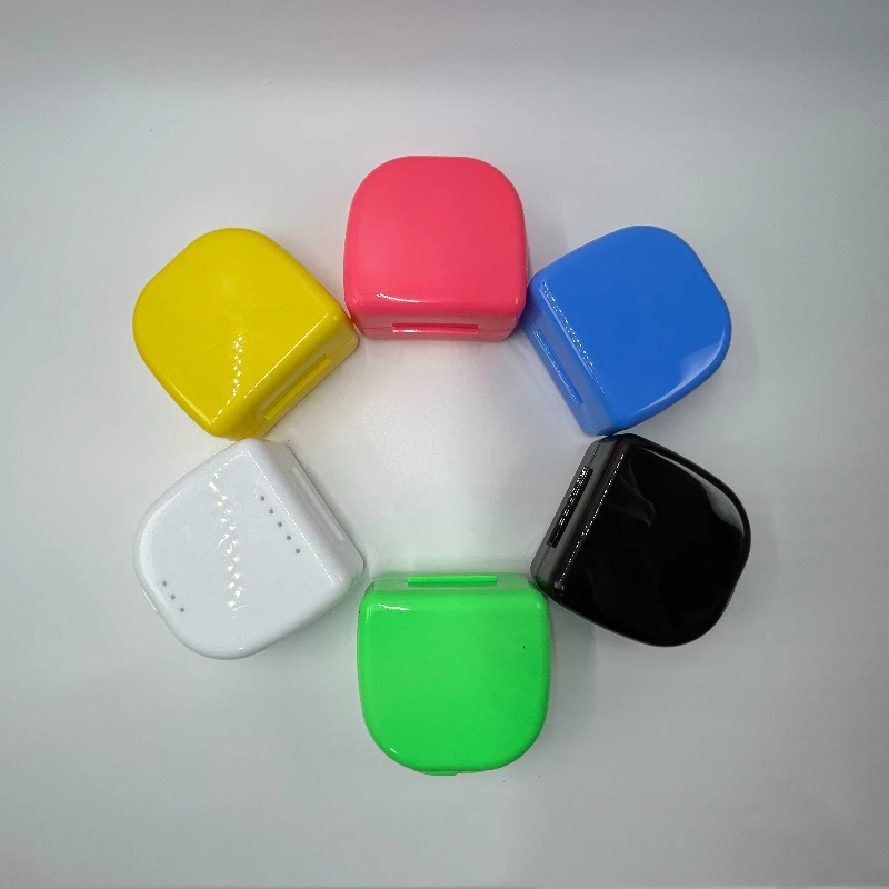 50Pcs Plastic Tray Box Dental Orthodontic Retainer Box Case Teeth Container Denture Box Dentistry False Teeth Protective Case