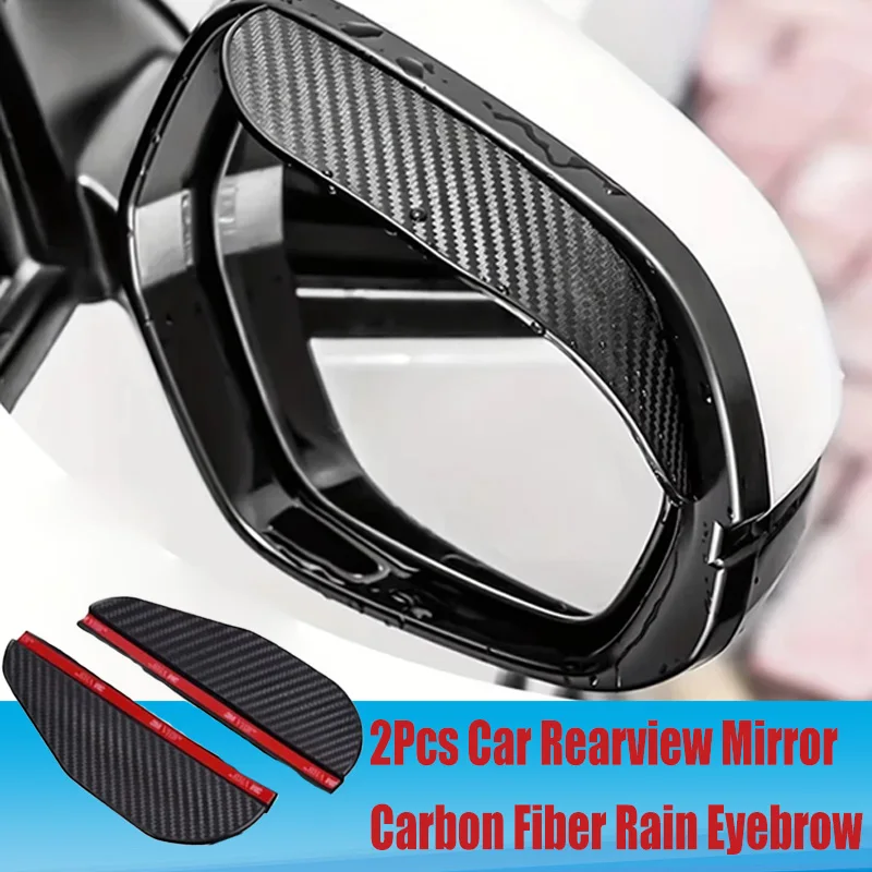

2Pcs/set Rearview Mirror Carbon Fiber Rain Visor Eyebrow Side Mirror Rain Guards