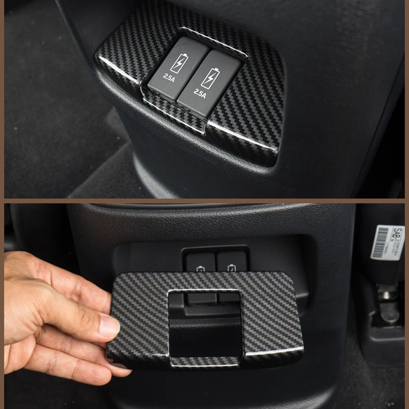 For Honda CRV CR-V 5th 2017 2018 2019 2020 2021 2022 ABS Car Rear Armrest USB Charging Port Decoration Frame Cover Trim Sticker