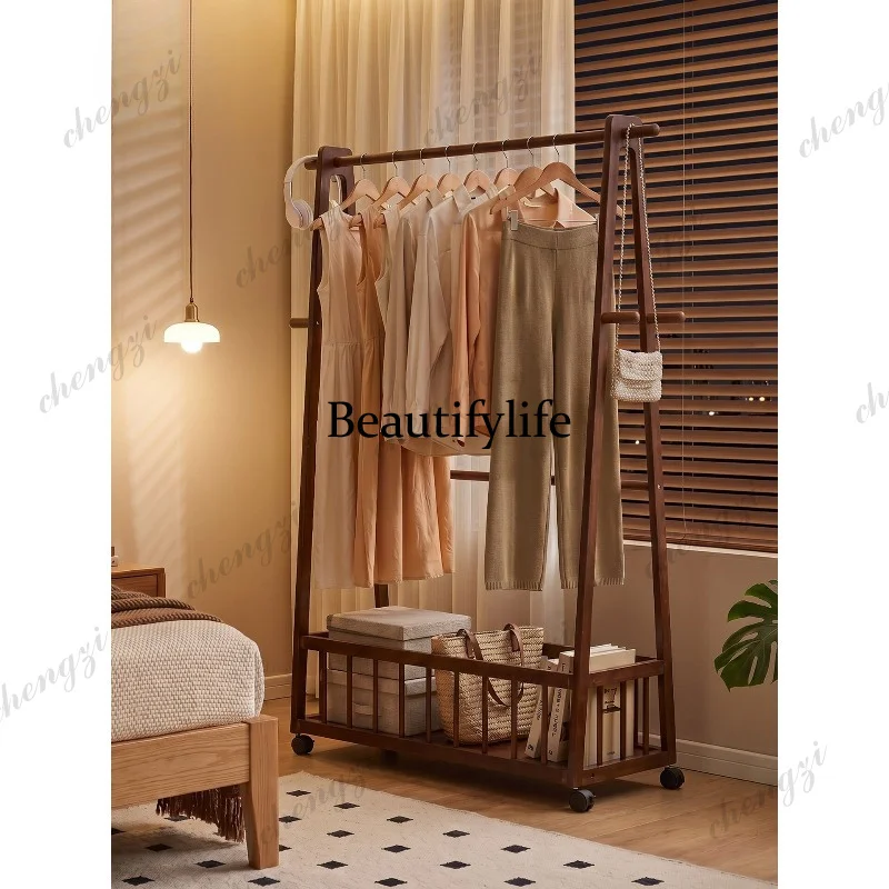 

Bedroom floor hanger solid wood new hanger bedside movable bag rack