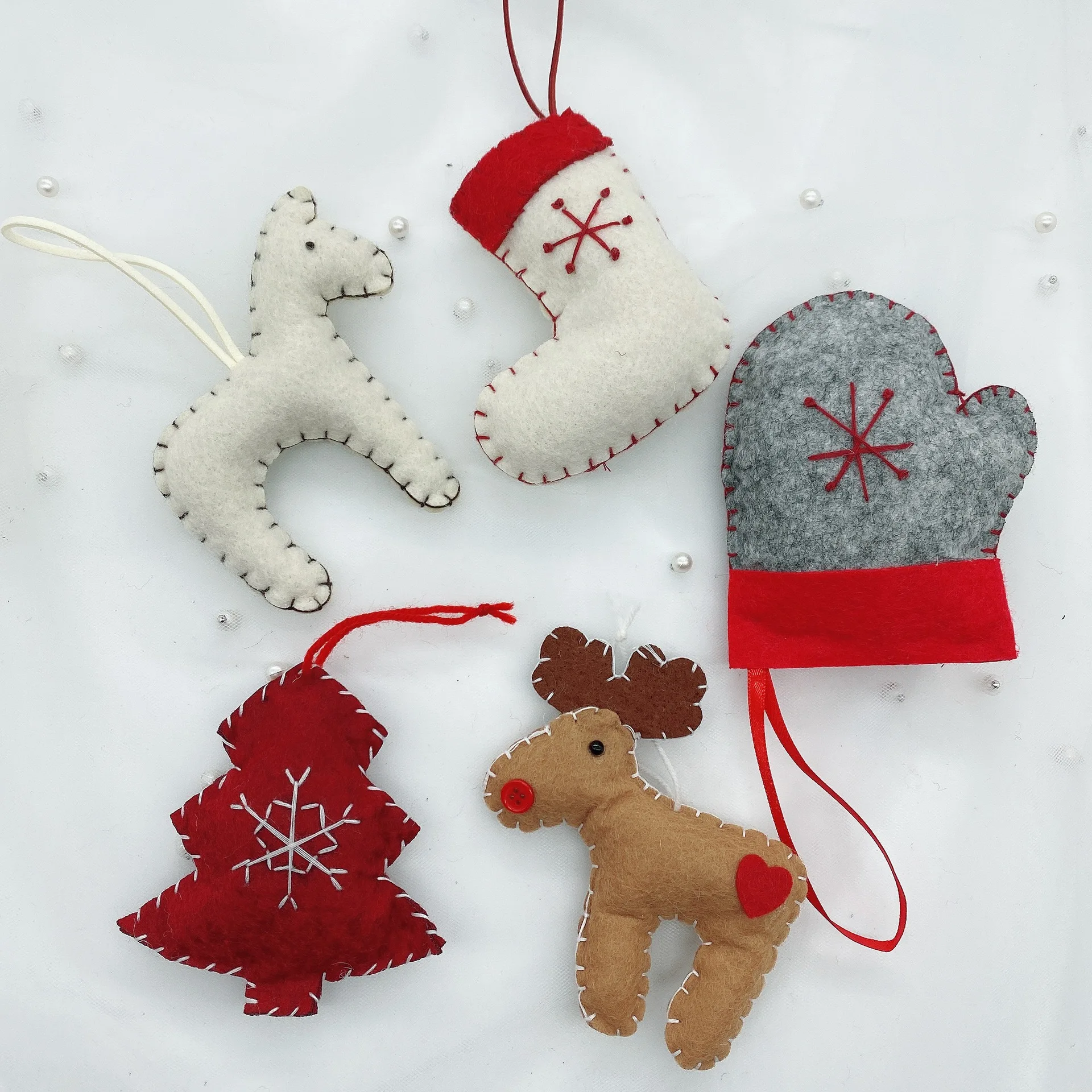 Christmas cute creative wool felt hand-knitted Diy pendant socks atmosphere socks Elk Snowflake gloves decorative props