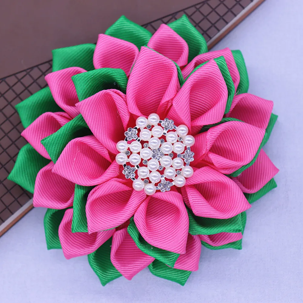 Personalized Customized Design Popular Satin Ribbon Greek Soror Corsage Flower Alpha Brooches Sorority Pin For Girl Gifts