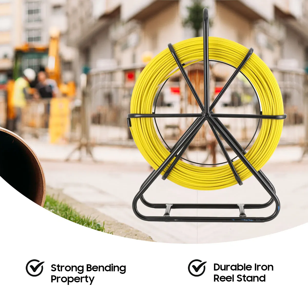 100/130 متر كهربائي سلك ماكينة لولبة سلك الألياف الزجاجية كابل تشغيل قضيب شريط الاسماك رودر كابل Unclogger زعيم 6 مللي متر