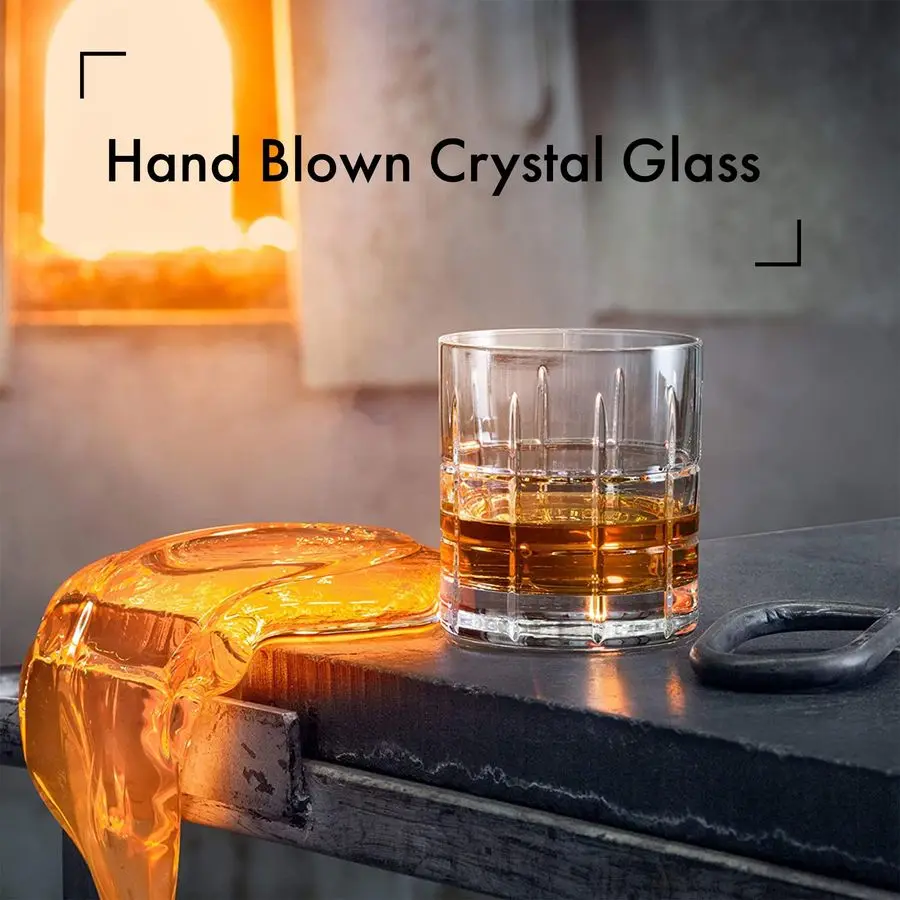 Street Double Old Fashioned Glass Set of 2 11.5 Fl. Oz., Royal Peak Design, Glassware for Whiskey, Bourbon, Gin, Serving Cocktai