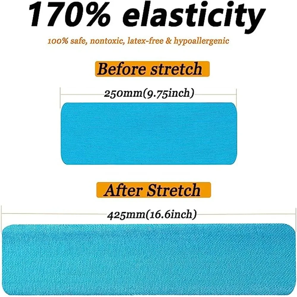 Cinta de kinesiología Pro Athletic Sports(100 tiras de Carga Mixta), cinta atlética elástica impermeable, alivio del dolor muscular, soporte para