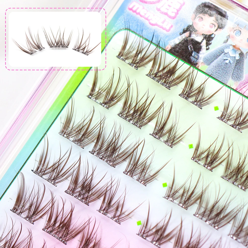 Natürliche braune Wimpern mit großem Fassungsvermögen, schwarz, selbstklebende Wimpernpinzette, flauschige Manga-Wimpern, natürlicher Look, anfängerfreundlich