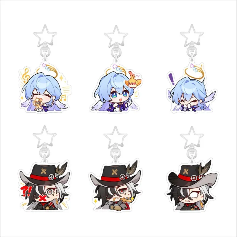 Robin Boothill Jing Yuan Anime KeyChain Honkai Star Rail Men Key Chain for Women Creative Figure Acrylic Keyring Pendant Gifts