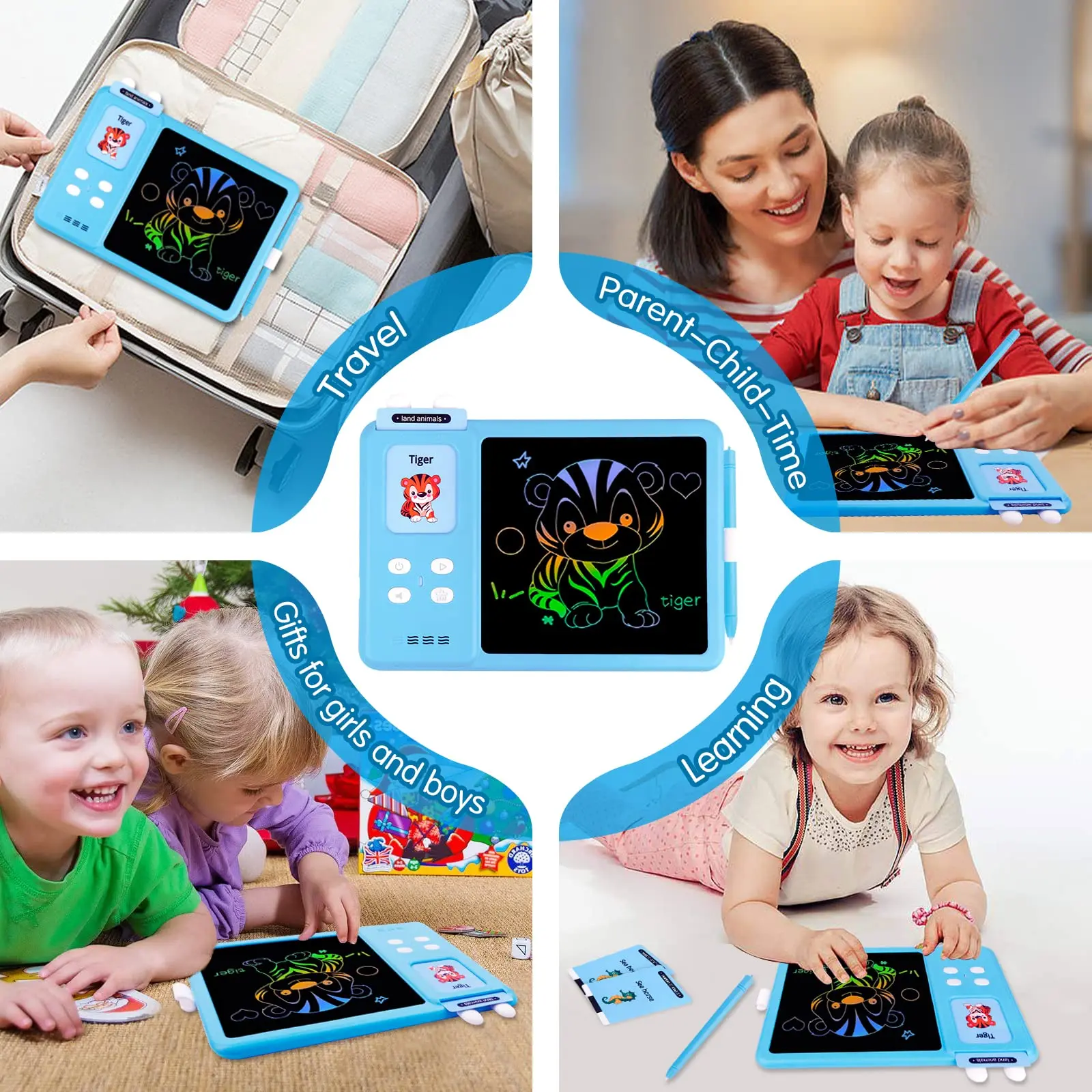 8 Inch 2In1 LCD Drawing Tablet For Children Painting Tools Kids Educational Learning Sight Words Toys Writing Board Autism Gifts