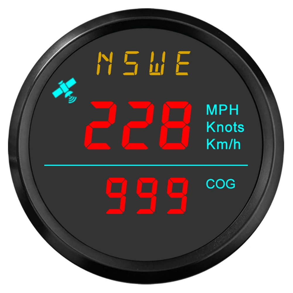 

Waterproof 52mm GPS Speedometer with Compass Green/White/Red Backlight for Marine Boats Yacht 12V 24V without Odometer