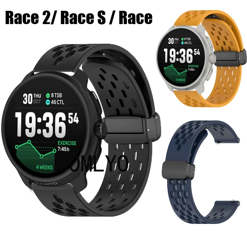 Para SUUNTO Race 2 S correa de reloj inteligente pulsera de silicona deportes hebilla plegable mujeres hombres banda 22mm