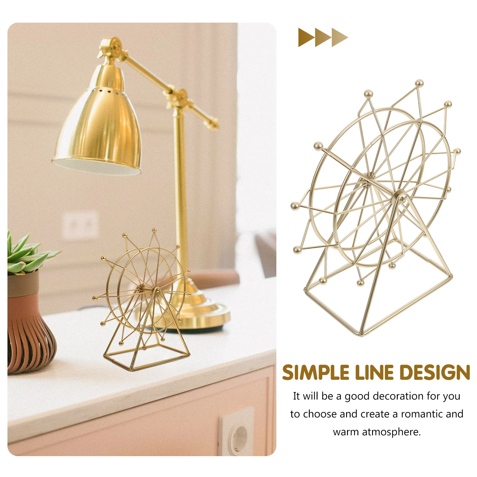 

Rotatable Ferris Wheel Sky Wheel Iron Craft Ornament Stable Desktop Decor Creative Home Decoration Gift for Housewarming