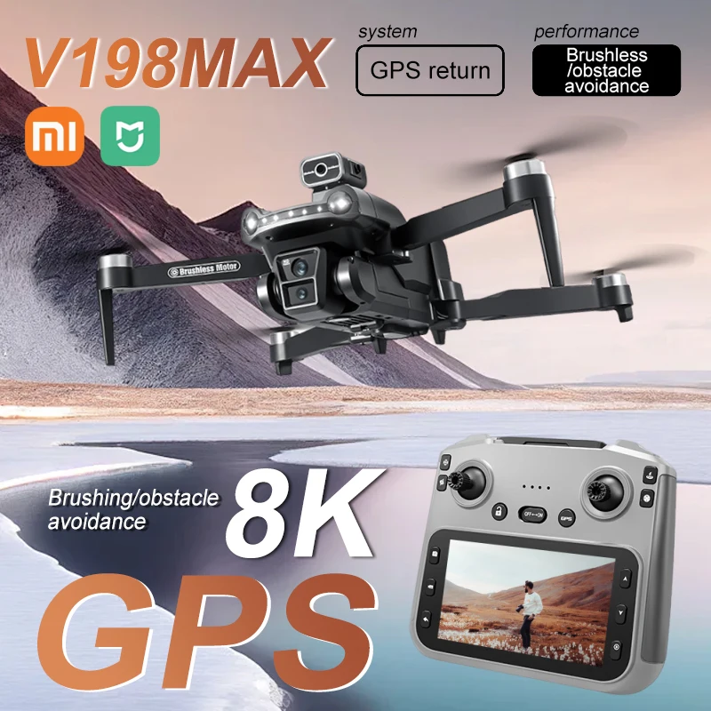 Xiaomi V198MAX Drone 8K FPV Laser senza spazzole Evitamento ostacoli a quattro vie Calibrazione con un tasto Pieghevole Quadcopter Mini 4K Drone