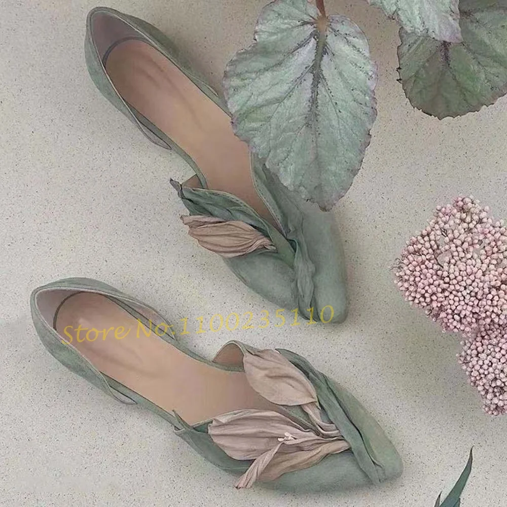 Petals Pointy Flat Home Shoes Women Pink Flower Gradient Mixed Colors Shoes Female Elegant Summer All Match Women\'s Sweet Shoes