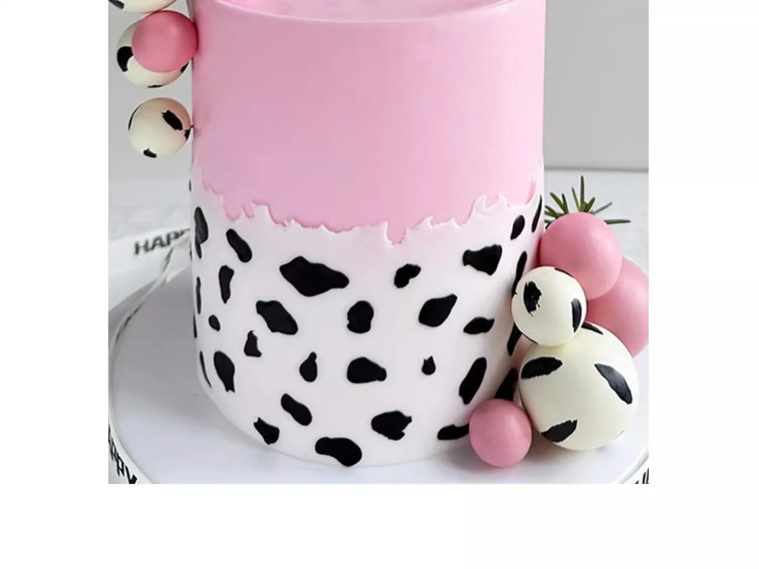Niedlicher Tier-Kuh-Kuchenaufsatz für Kinder zum 1. Geburtstag, Kuchendekoration, rosa Kuh-Farbkugeln, für Jungen und Mädchen, Babyparty-Party-Dekorationen – Detail 3