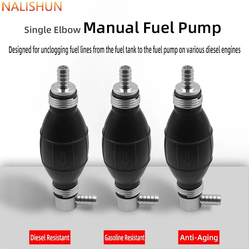 Fuel Transfer Hand Pump Primer Bulb Rubber Aluminum Diesel Petrol for Car Boat Marine Outboard Built-in Check Valve Anti-Slip
