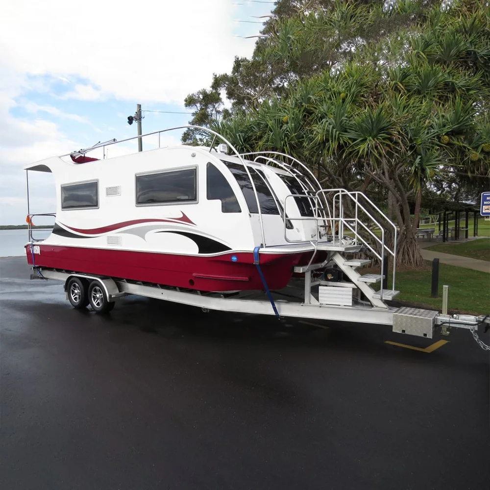 New Design Luxury Aluminum Pontoon House Boat Luxury Floating Home Prefab Welded Amphibious Yacht with Outboard Engine