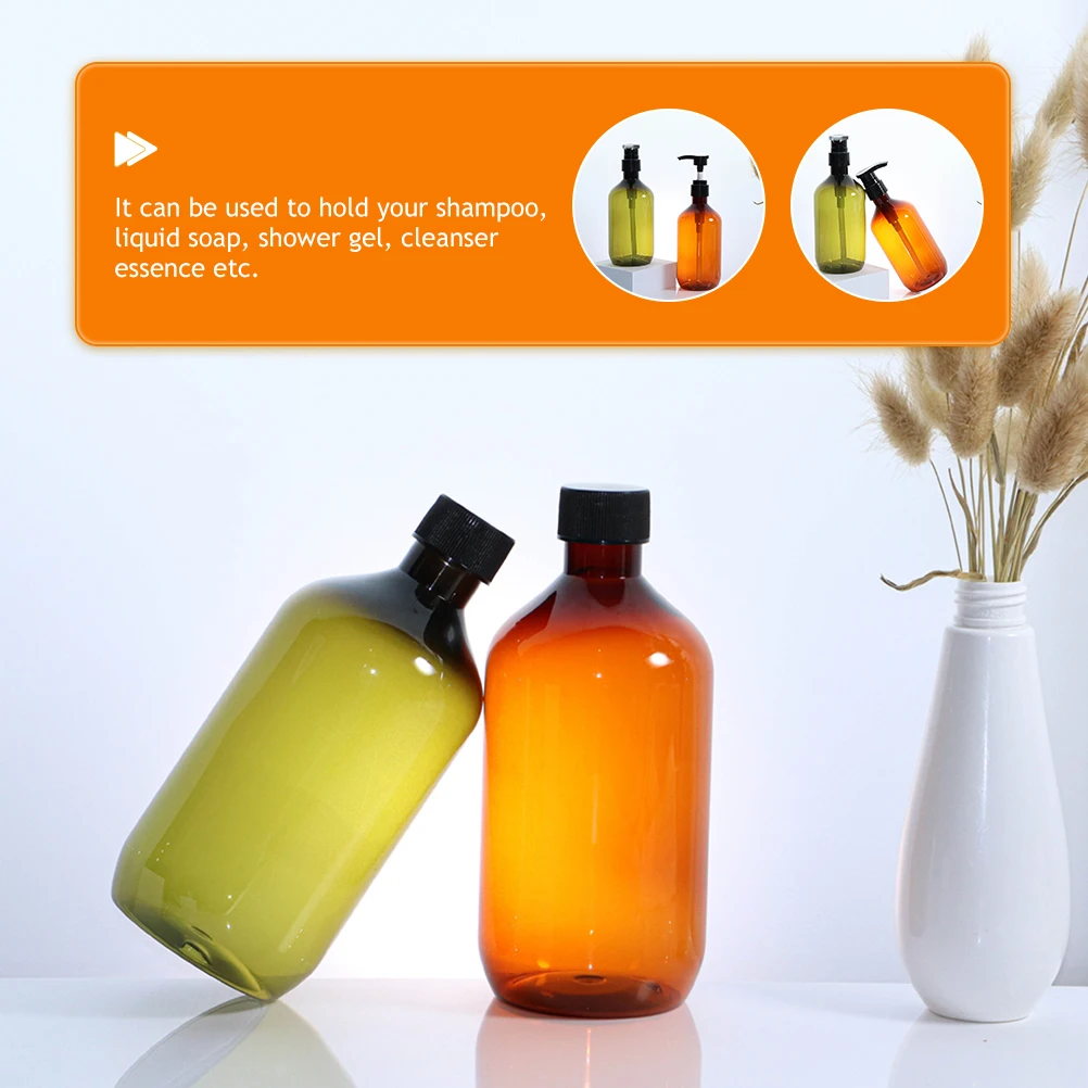 

2Pcs 300ml Pump Dispenser Soap Dispenser Soap Container Transparent Brown Travel Size Toiletries Pump Bottle Storage