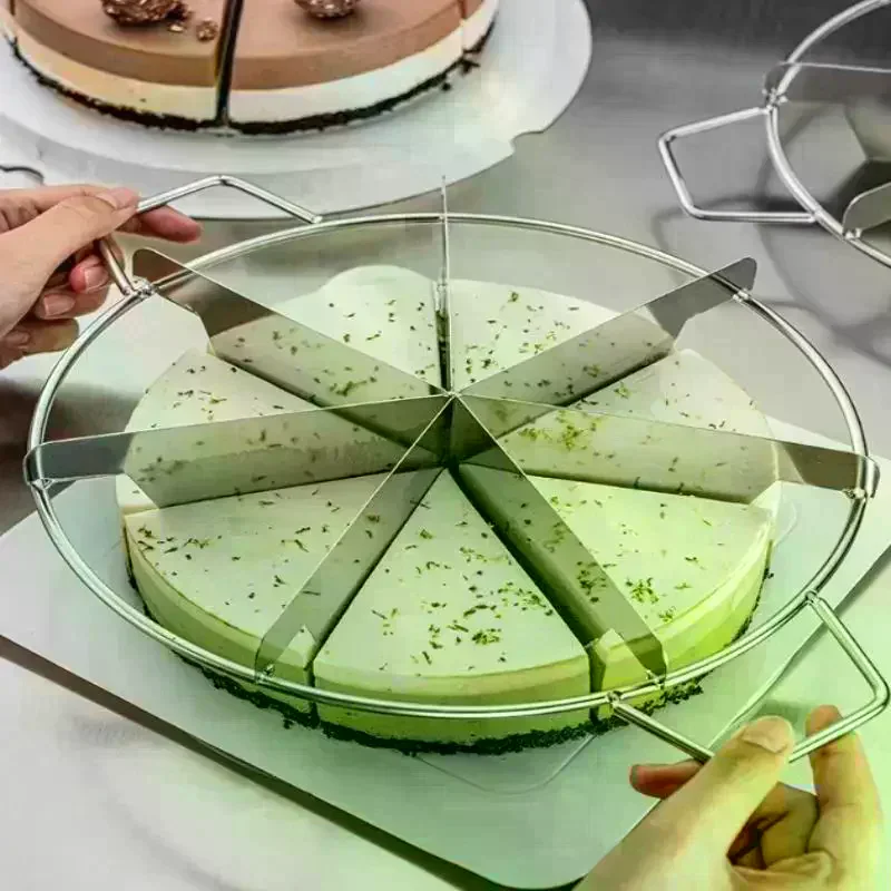 Cake Cutter Slicer Stainless Steel Pastry Portion Marker Pizza Pie Divider Even 4-10 Slices Cake Portioner Baking Tools Kitchen