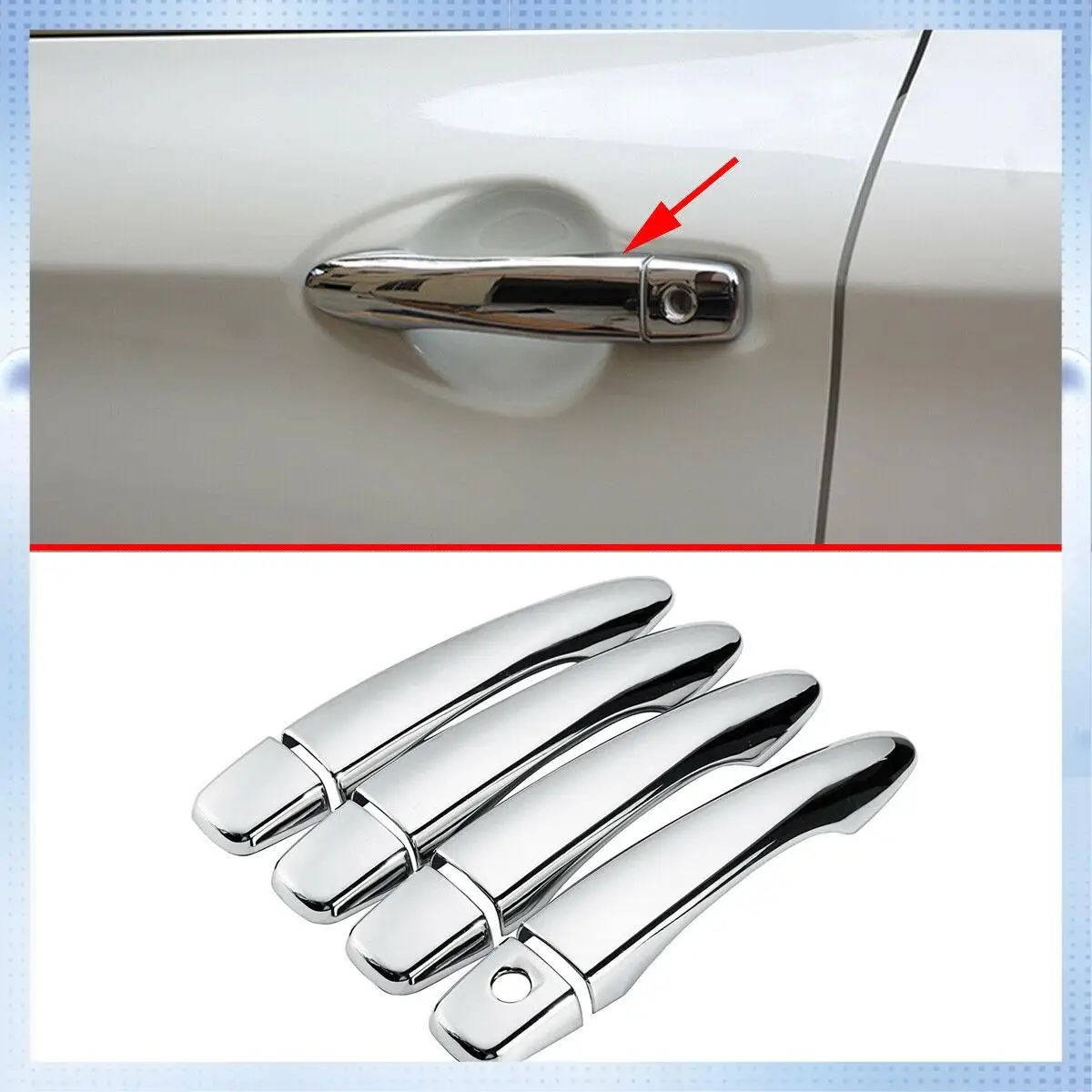

AM-8Pcs Chrome Door Handle Cover Trim For Nissan Qashqai J11 2014-2019