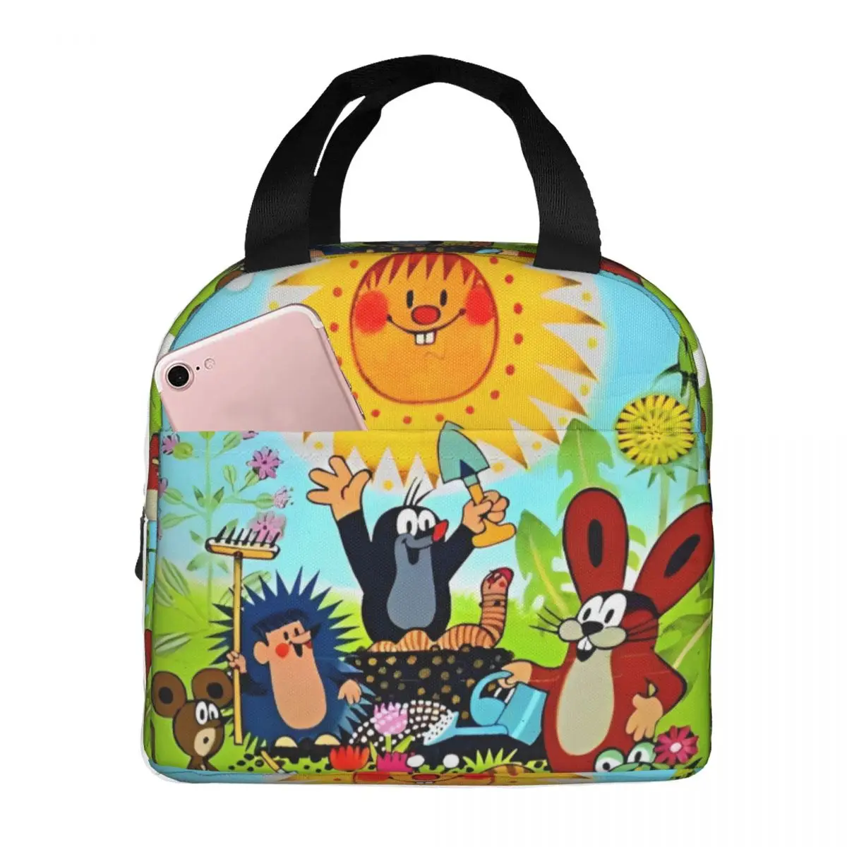 The Little Mole Insulated Lunch Bags Thermal Bag Reusable Cartoon Friends Together Leakproof Tote Lunch Box Bento Pouch Beach