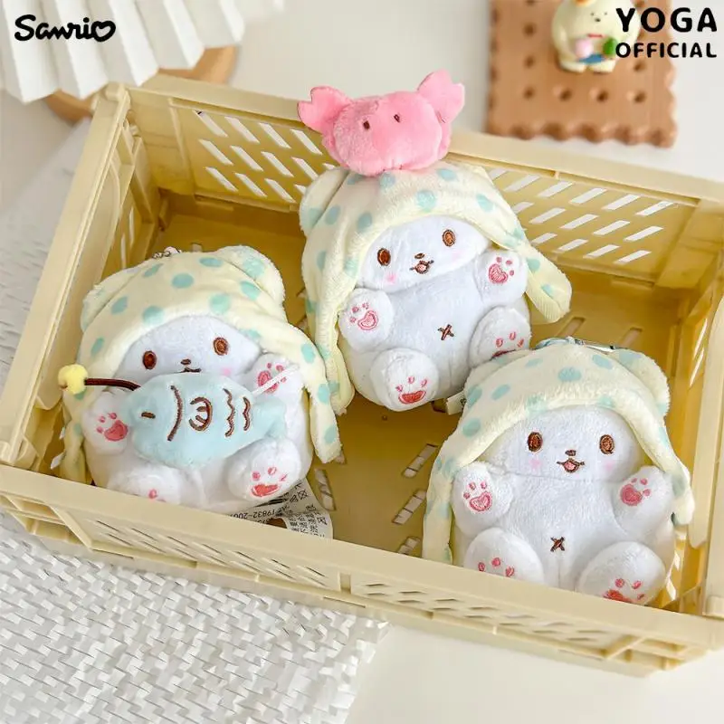 10CM Kawaii Sanrio Marumofubiyori Plush Keychain Pendant Popular Anime PP Cotton Plush Doll Bag Pendant Backpack Pendant Gift
