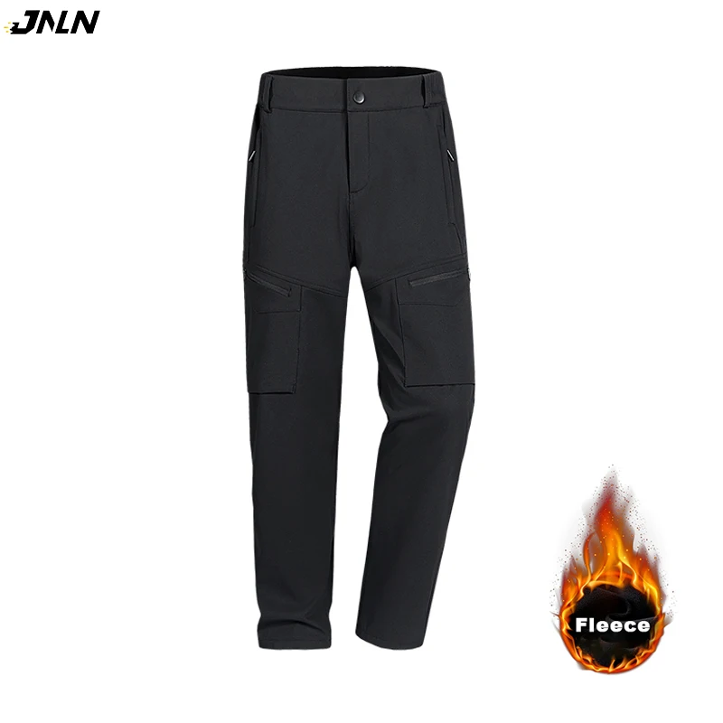 JNLN Women's Men's Winter Fleece Pants Waterproof Windproof Warm Cargo Pants Trekking Hiking Climbing Mountaineering Trousers