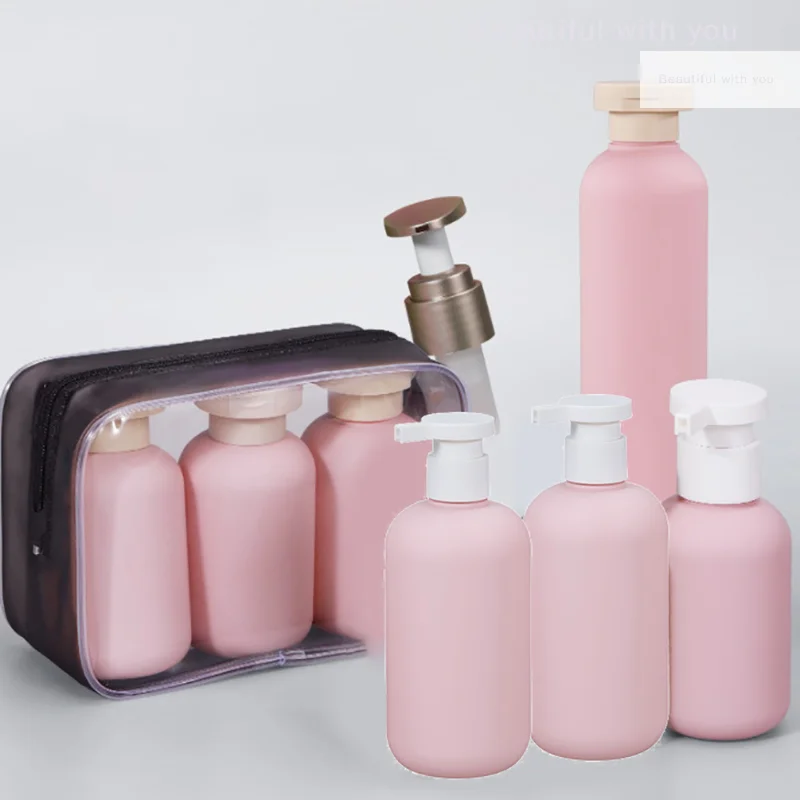 Empty Plastic Pump Lotion Shampoo Bottle High-end Cosmetics Bottles PP Pump Head Refillable Bottles Bathroom Storage Box