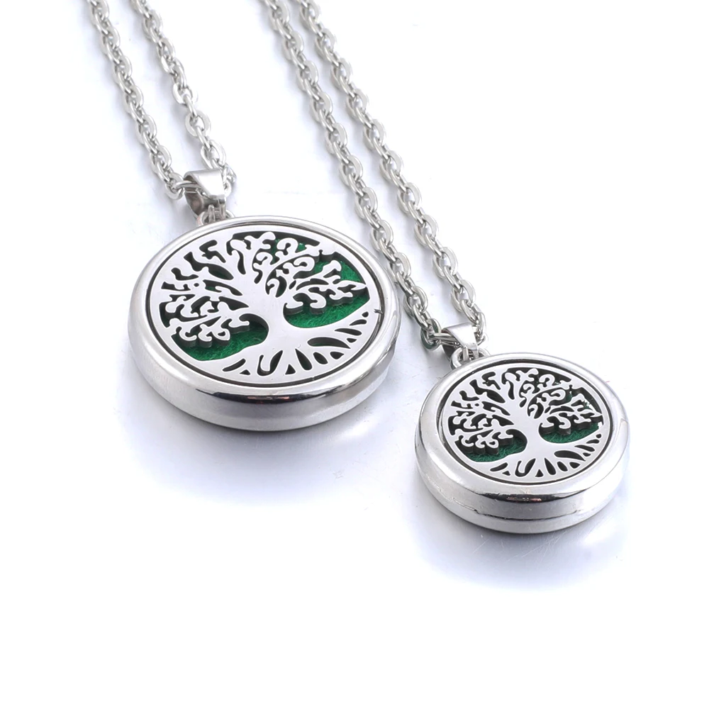 2024 Tree Of Life Aromatherapy Necklace Stainless Steel Essential Oil Diffuser Amulet Perfume Locket Pendant Women Jewelry Gift