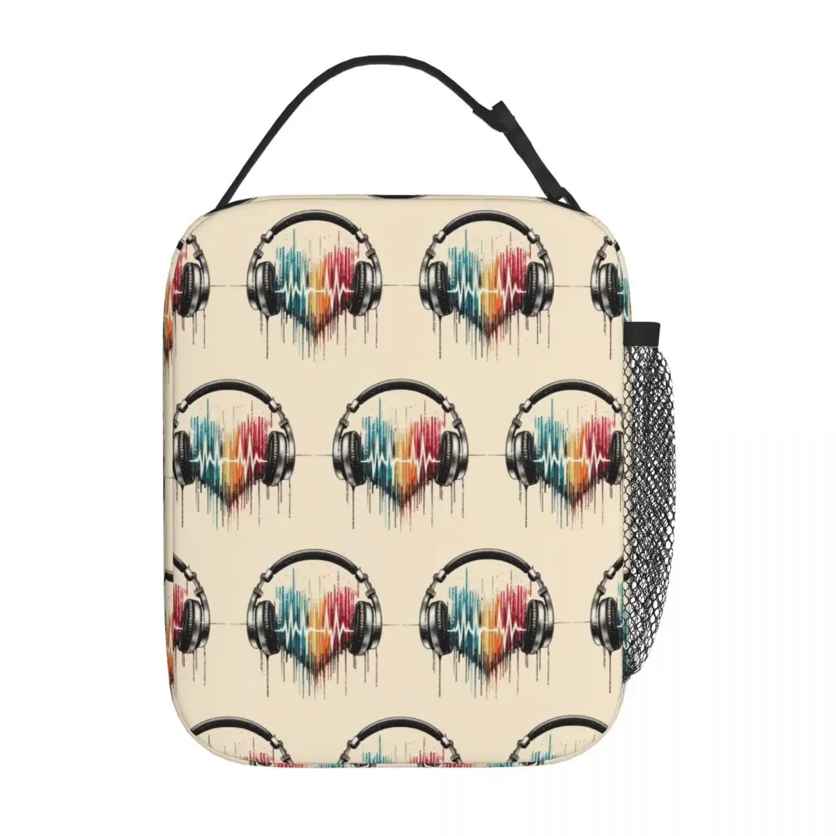Heart Shaped Music Note With Headphones Insulated Lunch Bag for Women Children Leakproof Food Boxes Thermal Lunch Box Tote