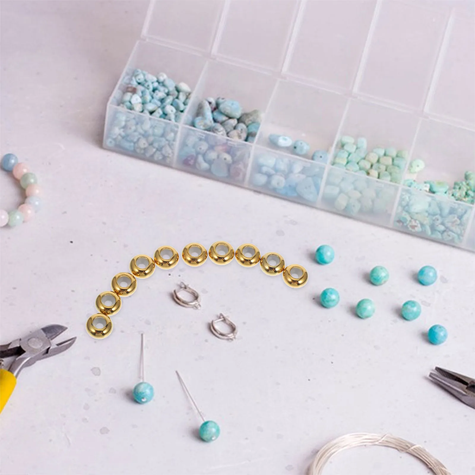 18Pcs Adjustable Stainless Steel Stopper Spacer Beads Rubber Insert 8Mm Hole 2.5mm Slide Beads for Bracelets Necklaces Jewelry