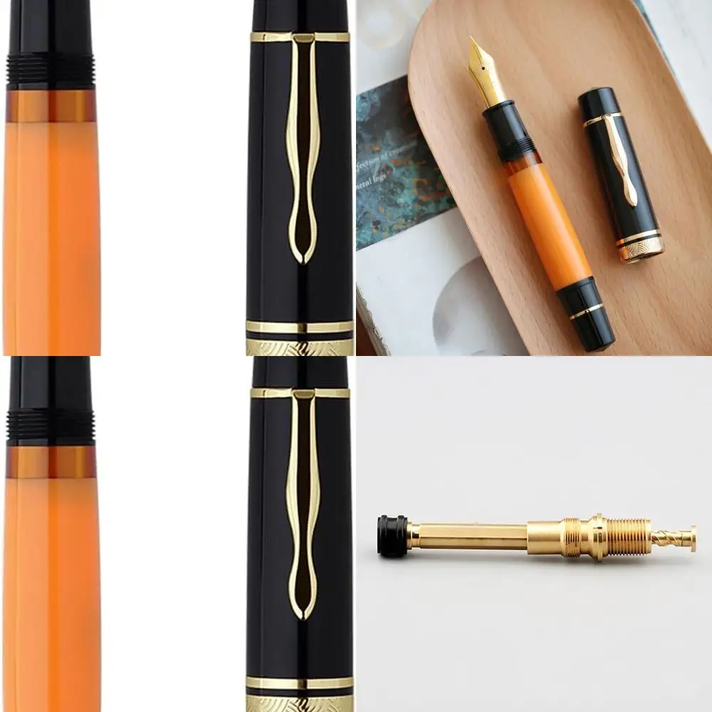 

Medium Nib P139#8 Brass Piston Fountain Pen, Large Ink Capacity, Black & Yellow, with Box