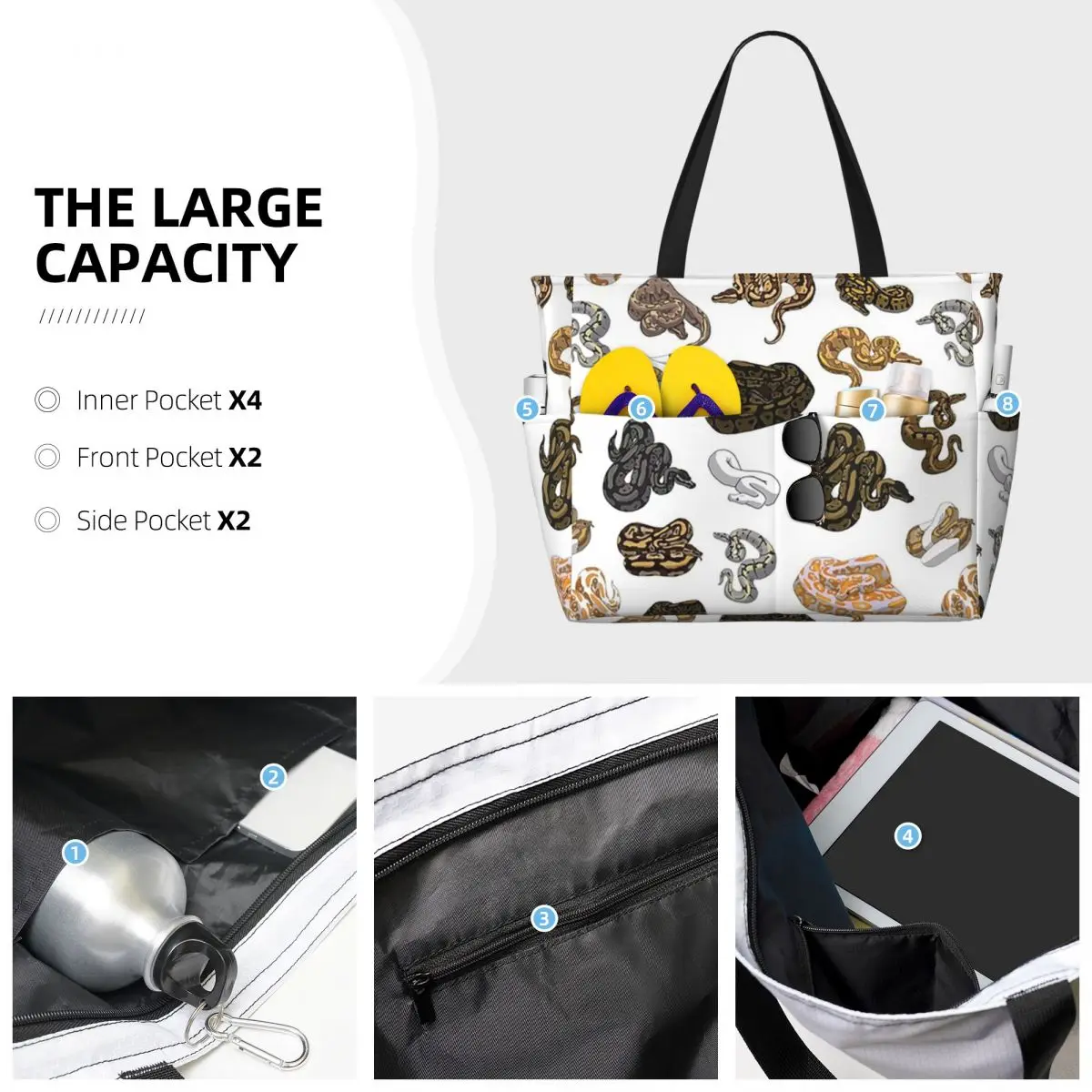 Мяч Python Morph Snake Pattern Топ без рукавов Пляжная сумка Спортивная сумка для занятий йогой Duffle Большая большая сумка Женская дорожная сумка Сумка для фитнеса