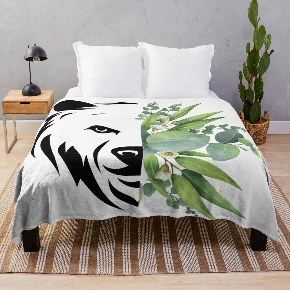 

Bear with greenery Throw Blanket wednesday warm winter Blankets