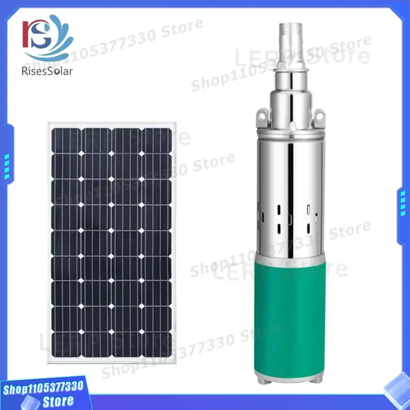 12V DC Solar Deep Well Submersible Water Pump Spiral Impeller for Irrigation System High Efficiency Built-in Controller