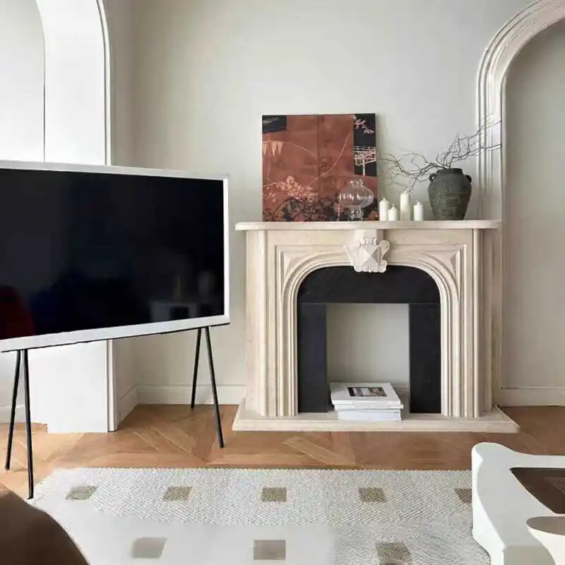 Customized French Retro Solid Wood Fireplace Cabinet American Simple Entrance Entrance Fireplace Living Room Decorative Storage