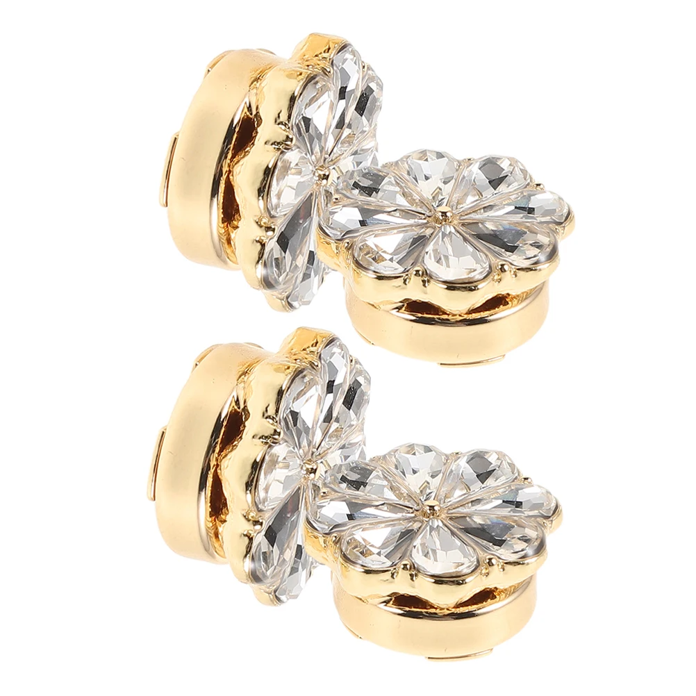 

4pcs Flower Cufflinks For Women Rhinestone Button Cover Elegant Shirt Jewelry Sparkly Covers Wedding Cufflinks Blouses Special